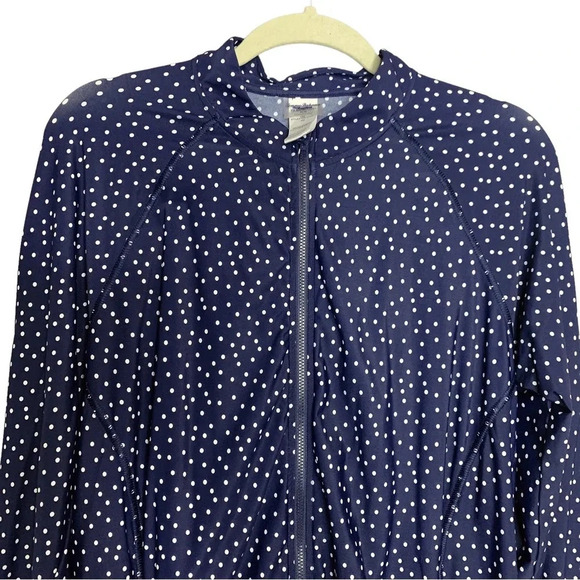Tommy Bahama Navy Blue White Polka Dot Island Active Cover up Jacket Size Medium - Picture 4 of 9